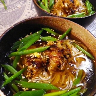 焼き味噌ネギニンニク素麺スープ